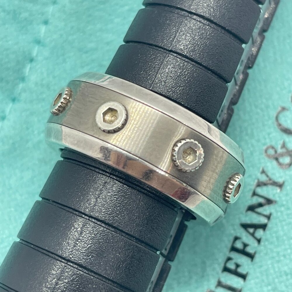 Tiffany & Co. Silver Picasso Turbo Titanium Band Ring Size 5